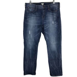 J. Crew Womens‎ Jeans Stretch Size 30 Dark Wash Cotton Distressed Mid Rise Blue